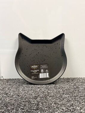 Matte Black Cat Shaped Halloween Serving Plate | Spooky Fall Decor